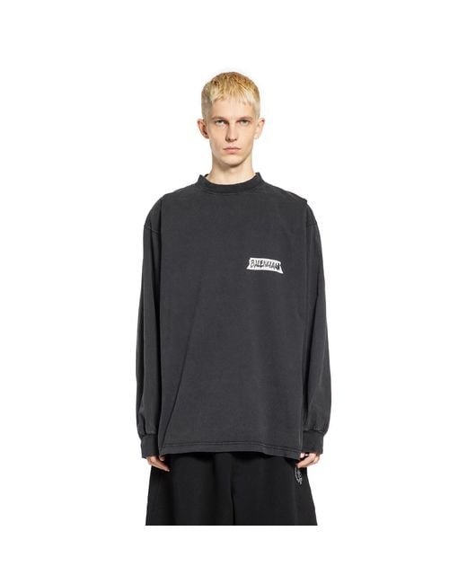 Balenciaga Black Masking Tape Long Sleeve T-Shirt for men