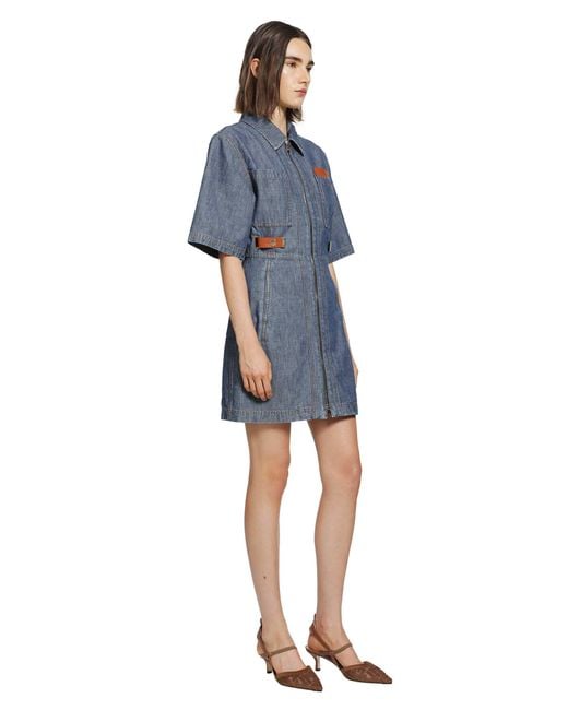 Fendi Blue Chambray Denim Shirt Dress