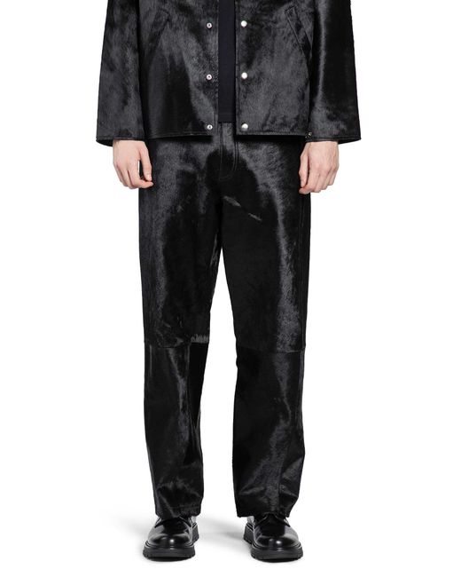 sunflower Black Wide Twist Cowhide Pants for men