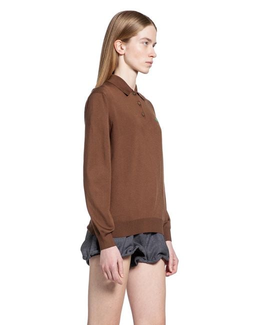 Prada Brown Silk Long Sleeve Polo