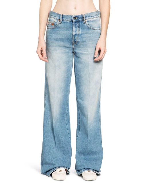 Gucci Blue Bleached Denim Flared Jeans
