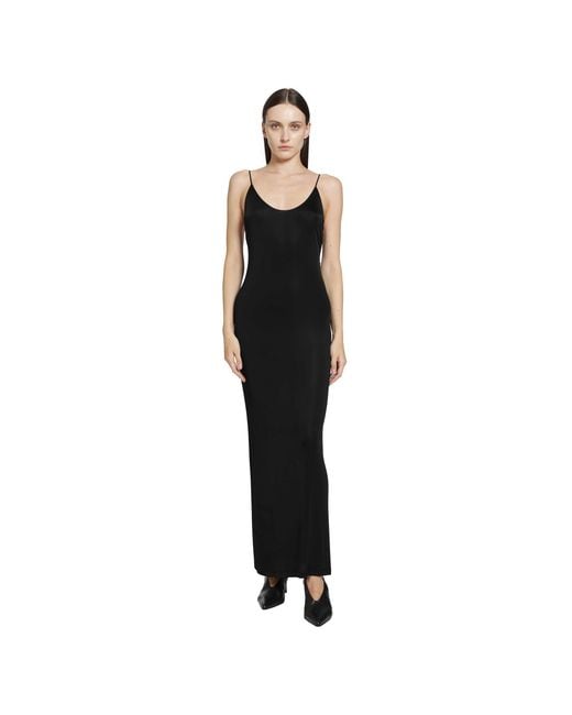 Saint Laurent Black Knit Cassandre Chain Backless Dress