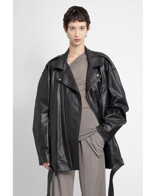 Rick Owens Gray Leather Jackets