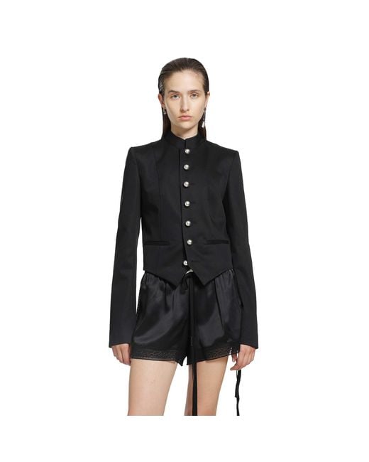 Ann Demeulemeester Black Bab Stand Collar Jacket
