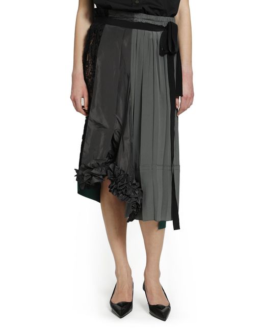Prada Black Technical Taffeta Patchwork Skirt