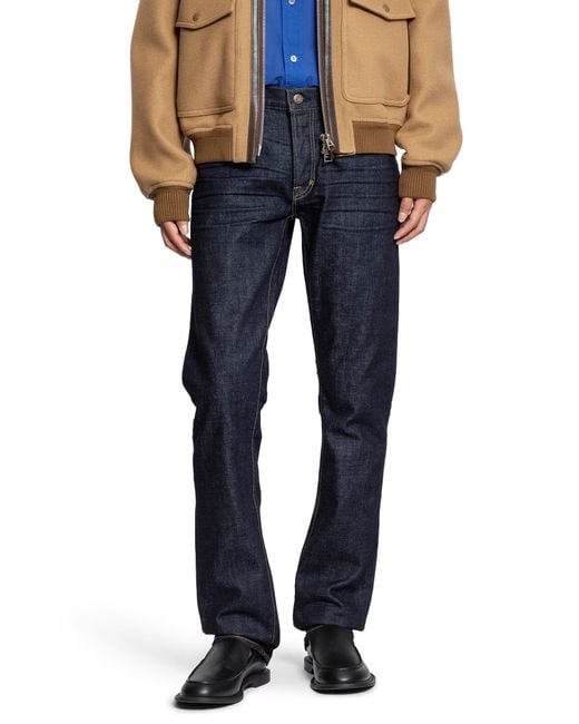 Tom Ford Blue Jeans A Taglio Dritto Con Cimosa for men