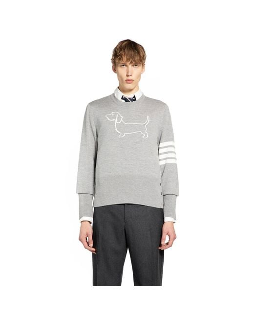 Thom Browne Gray Hector 4-Bar Sweater for men
