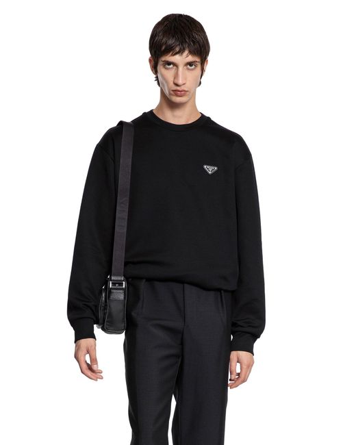 Prada Black Technical Cotton Sweatshirt for men
