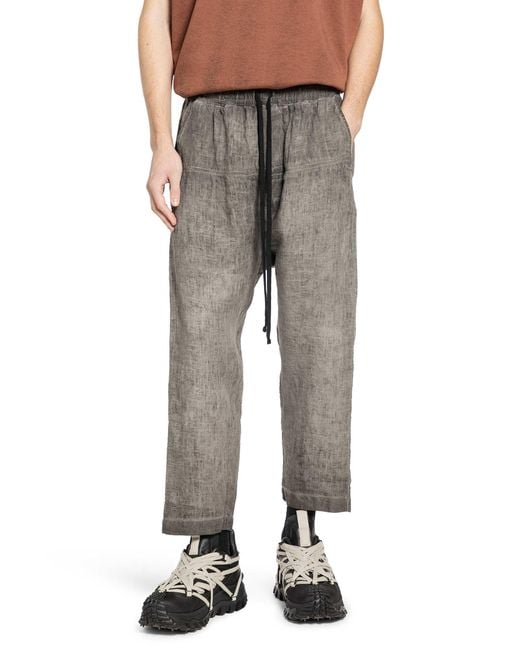 Thom Krom Gray Cropped Linen Trousers for men
