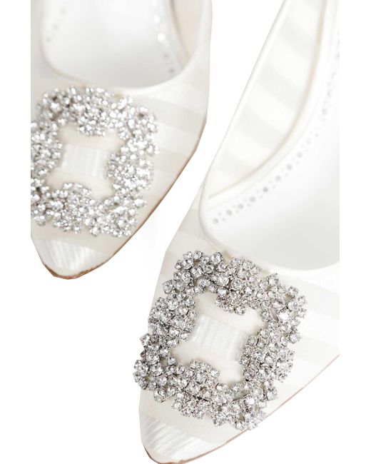 Manolo Blahnik White Hangisila Pumps
