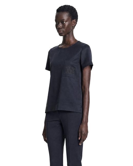 Max Mara Blue Crepe De Chine Pocket T-Shirt