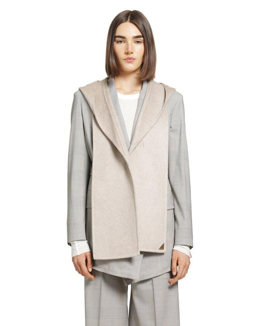 Max Mara Gray Double Cashmere Broadcloth Stole