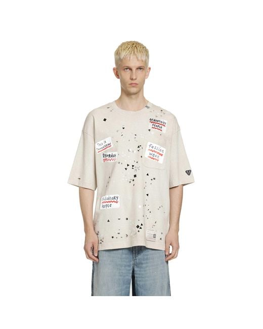 Maison Mihara Yasuhiro Natural Embellished Sticker T-Shirt for men