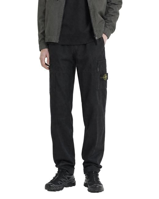 Stone Island Black 3100015 Cotton Ripstop Cargo Pants for men