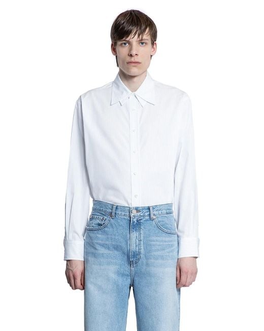 RECTO. White Double Collar Stripe Shirt for men