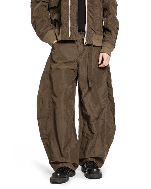 Sacai Brown Treated Nylon Twill Pants for men