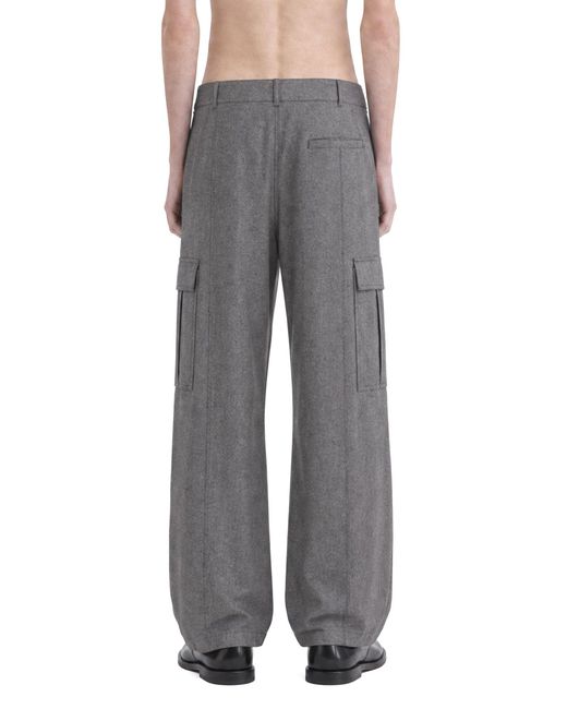 Giorgio Armani Gray Wool Cashmere Denim-Effect Cargo Pants for men
