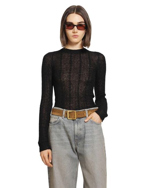 Haikure Black Sey Semi-Sheer Knitwear