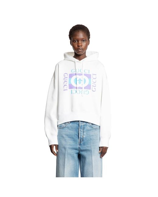 Gucci White Vintage Logo Boxy Hoodie