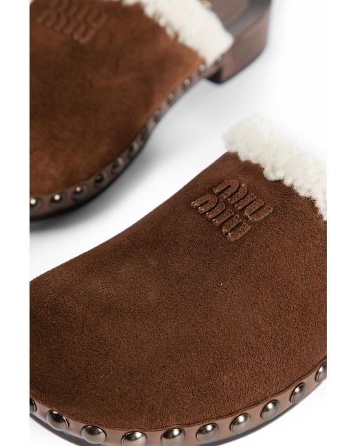 Miu Miu Brown Suede Clogs