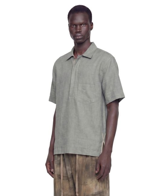 Ziggy Chen Gray Spread Collar T-Shirt for men