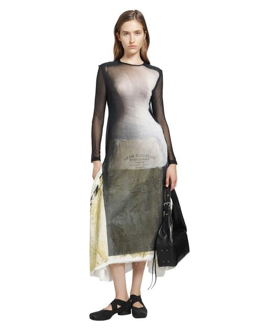 IA London Black Sheer Semi Couture Dress With Slits