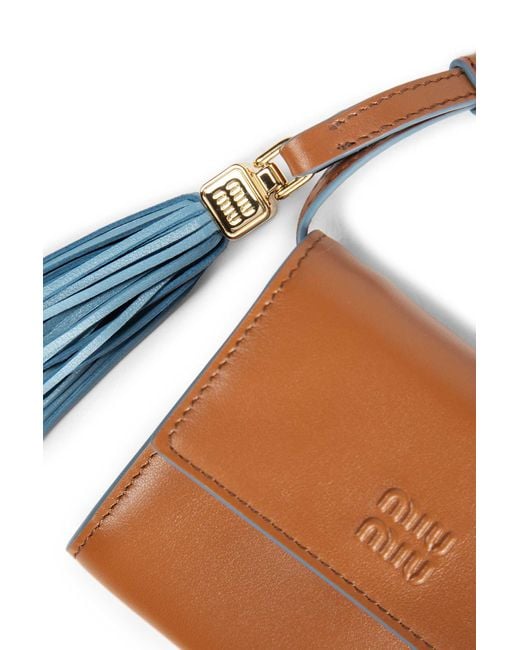 Miu Miu Brown Leather Wallet With Shoulder Strap