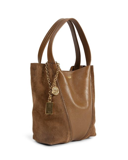 Chloé Brown Small Spin Leather And Suede Shoulder Bag