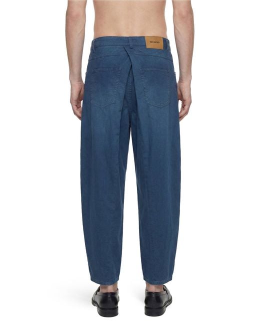 Hed Mayner Blue Pleated Denim Pants for men