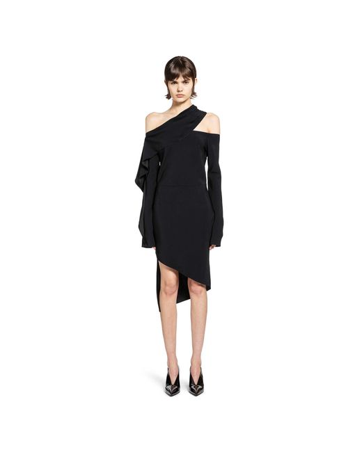 Nensi Dojaka Black Asymmetric Long Sleeve Mini Dress