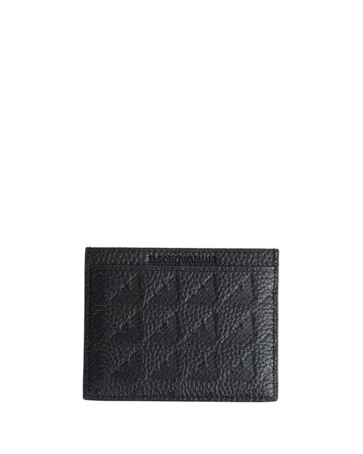 Emporio Armani Black Embossed Eagle Card Holder for men