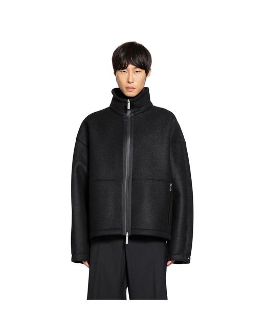 Herno Black Felt Zip-up Jacket for men