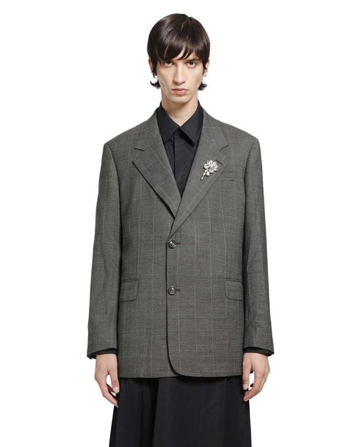 Simone Rocha Gray Notch Lapel Blazer With Embroidery for men