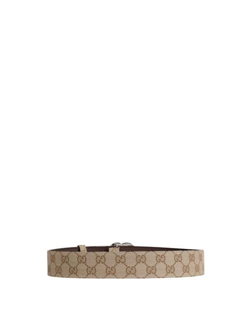 Gucci Natural Flat Marmont Canvas Belt for men