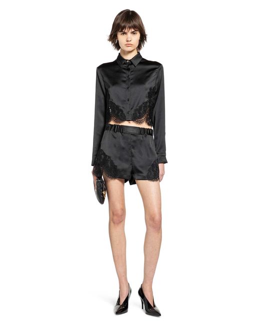 Versace Black Lace-Trim Shorts
