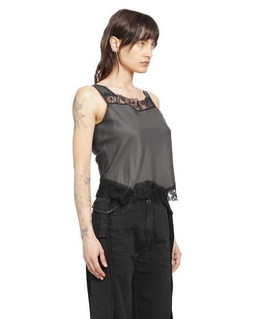 MM6 by Maison Margiela Black Lace Trim Top