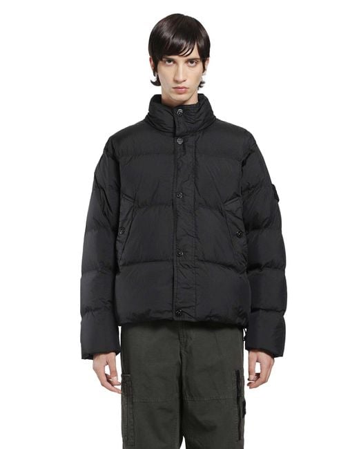 Stone Island Black 4100109 Crinkle Reps Down Jacket for men
