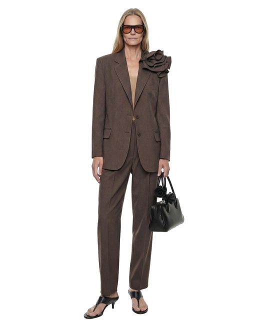 Magda Butrym Brown Linen Flower Blazer