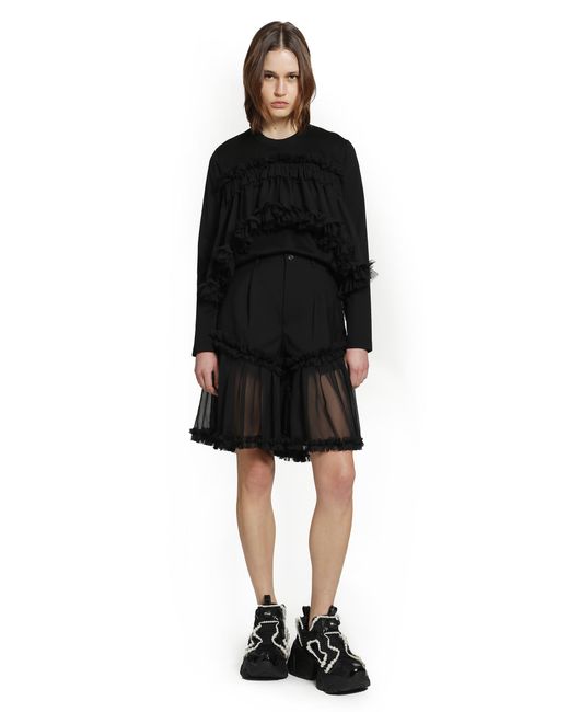 Noir Kei Ninomiya Black Tulle Long Sleeve T-Shirt