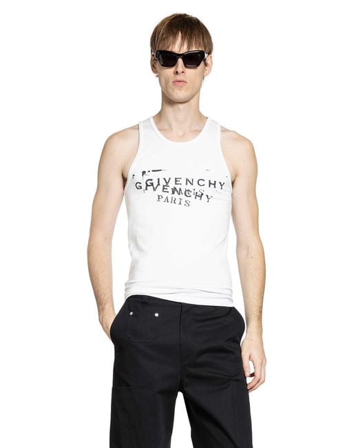 Givenchy White Stamp Print Tank Top for men