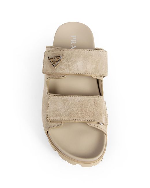 Prada Natural Suede Band Sandals for men