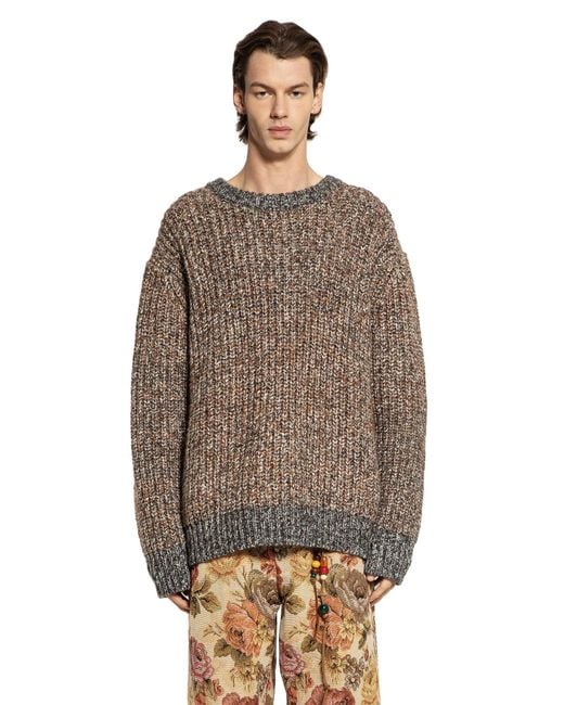 Song For The Mute Brown Thick Cable Knit Sweater for men