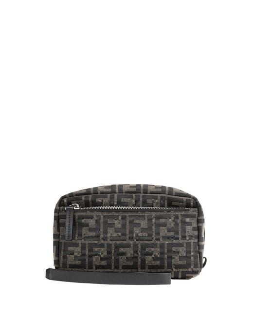 Fendi Black Small Double Zip Toiletry Case for men
