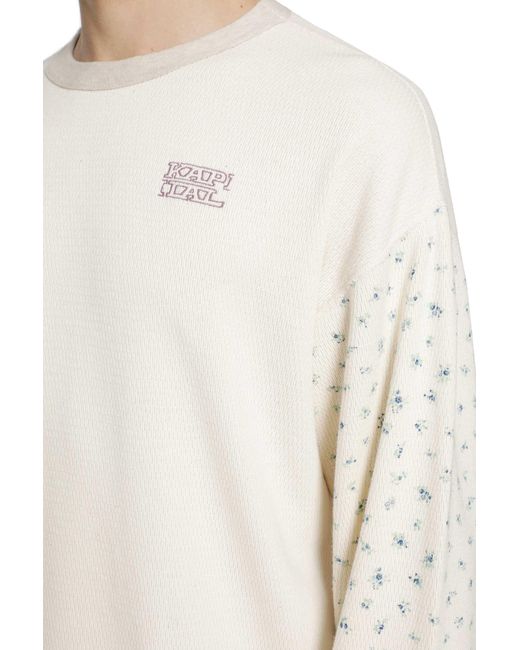 Kapital White Waffle Jersey Calico Long Sleeve T-Shirt for men