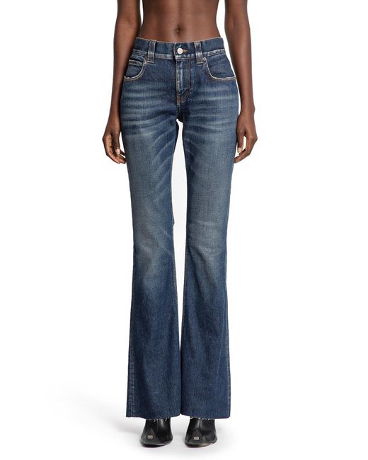 Balenciaga Blue Slim Fit Bootcut Pants In Cotton Denim