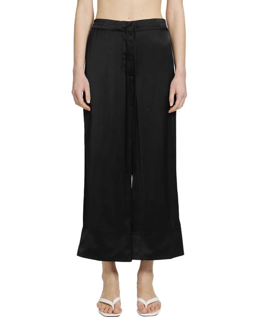 Totême Black Satin Drawstring Trousers