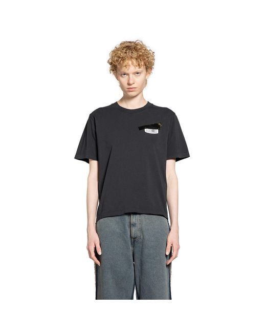 MM6 by Maison Margiela Black Cotton Short Sleeve T-Shirt