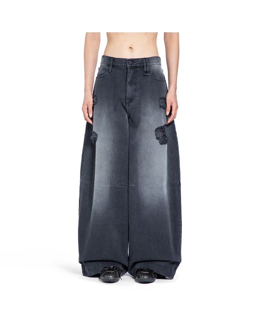 Simone Rocha Black Distressed Wide Leg Puddle Jeans for men