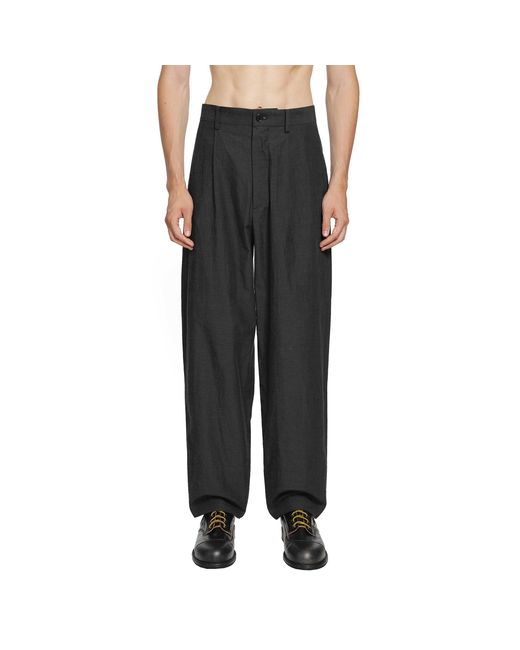 Undercover Black Cotton Linen Ramie Pants for men