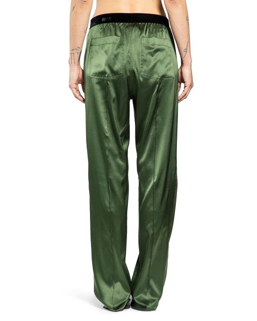 Tom Ford Green Stretch Silk Satin Pj Pants